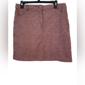 Cupcakes and Cashmere Burgundy Plaid Mini Skirt Wool Size 8 Retro Pockets EUC
